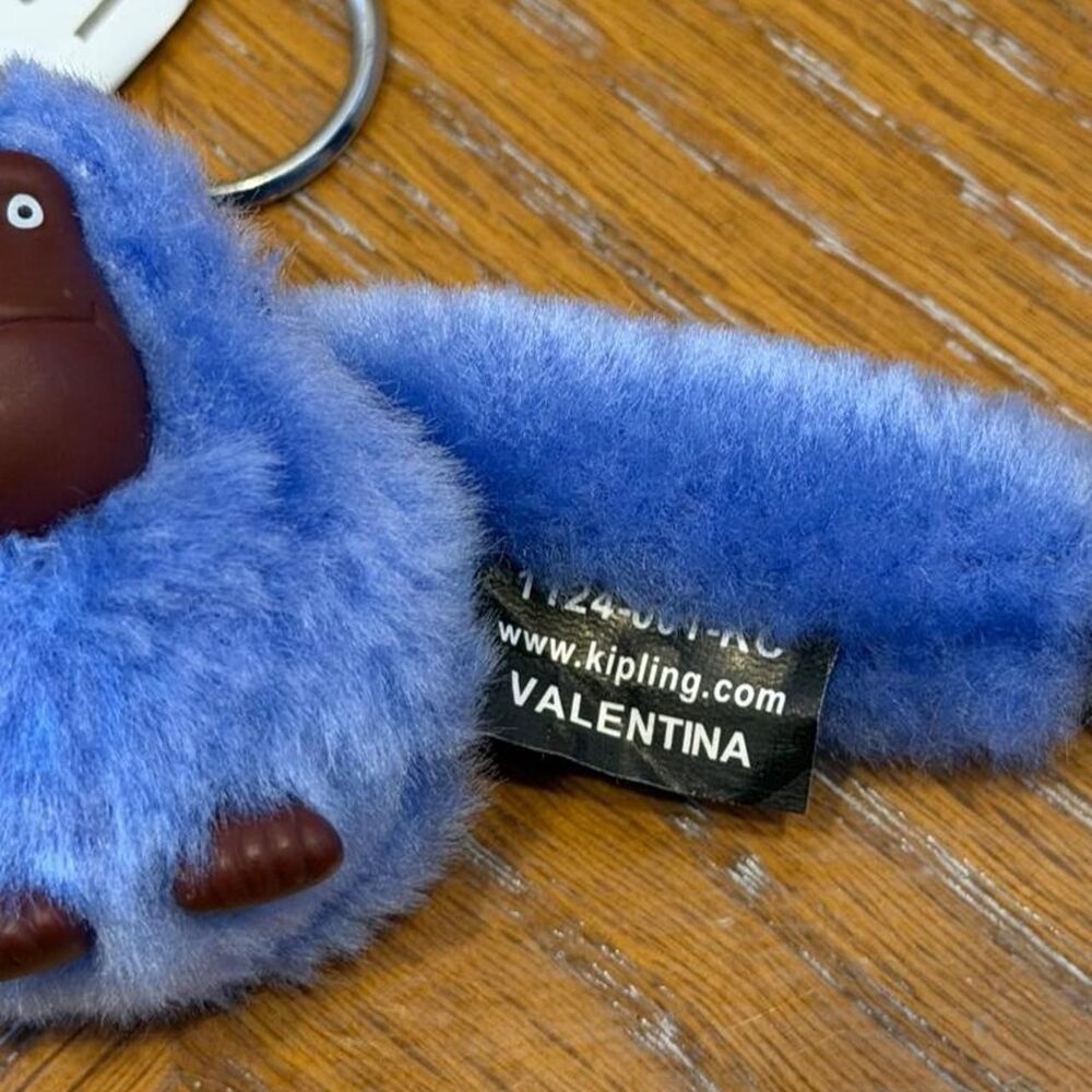 NEW Kipling Valentina Blue Plush Monkey Keychain - Picture 2 of 4